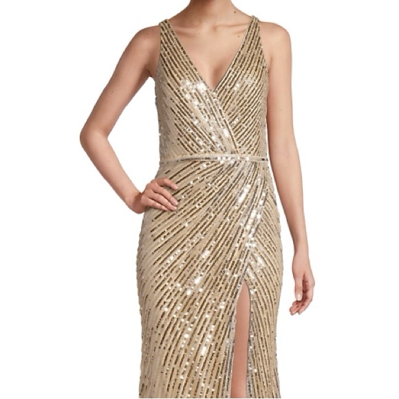 Not for sale  Mac Duggal Sequin Metallic Elegant Gold Sequin Evening Gown - Picture 4 of 16